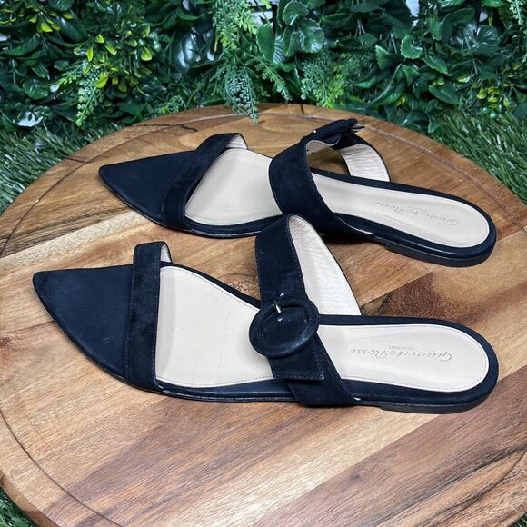GIANVITO ROSSI Flats Women 41EU/10US Black Made In Italy Suede Sandals 2270 - Picture 7 of 11